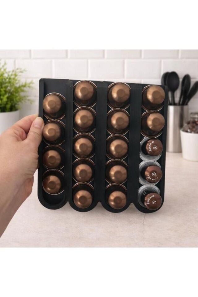 Çay & Kahve Makinesi Aksesuar Organizer Düzenleyici Nespresso Uyumlu Kapsül Tutucu - ( çift taraflı bantla gönderilir) Pratik Kullanım Yer Tasarrufu Sağlayan
