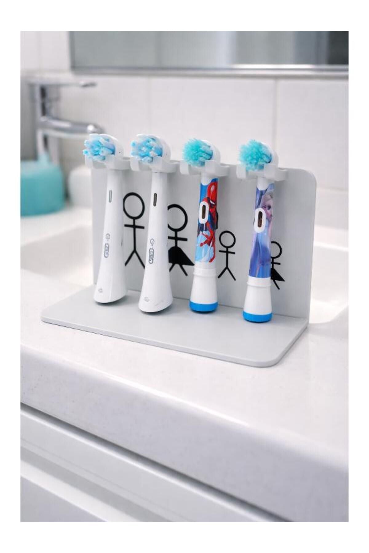Stand Masaüstü Tutucu Organizer Elektrikli Diş Fırçası 4'lü Başlık Standı - ORAL -B AİLE Boyu Stand- Pratik Kullanım Yer Tasarrufu Sağlayan