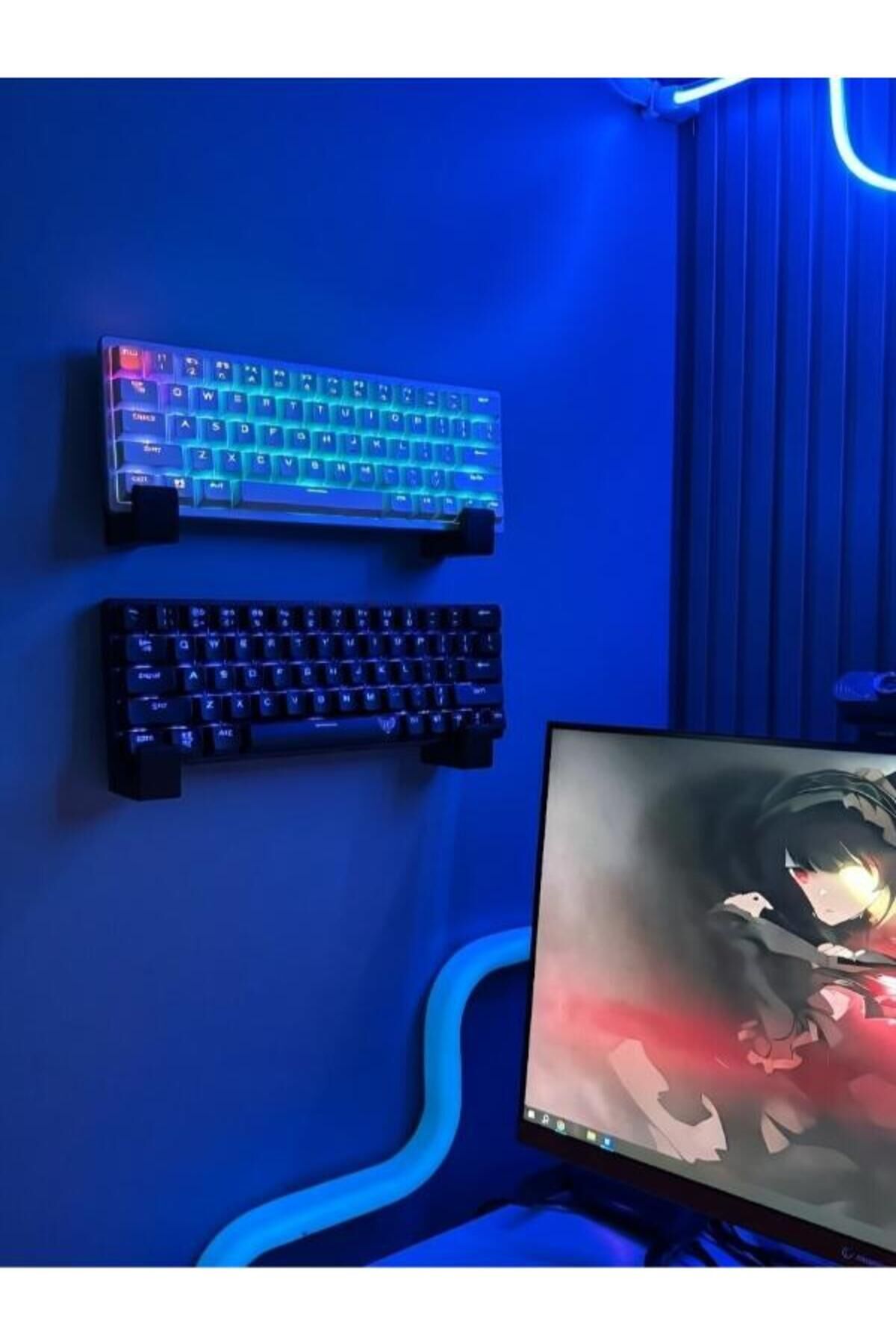 Stand Masaüstü Tutucu Organizer GAMER SİYAH Duvara Monte Klavye Standı – Çift Taraflı Bant ile Kolay Kurulum Pratik Kullanım Yer Tasarrufu Sağlayan