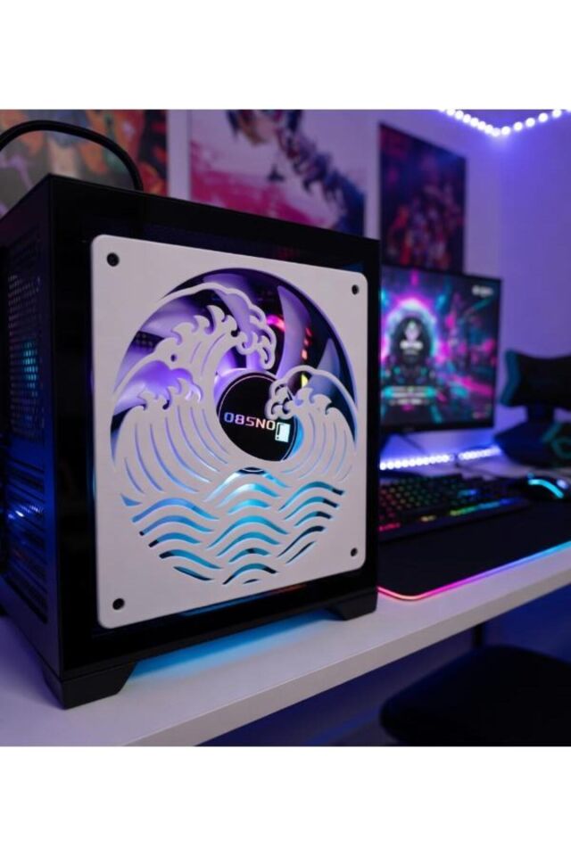 Yayıncı Aksesuarı Organizer Düzenleyici Gamer Setup Dekor –3 ADET -Estetik Dalga Fan Önü Kapak (120mm)-RGB PC Kasa Dekoru Pratik Kullanım Yer Tasarrufu Sağlayan