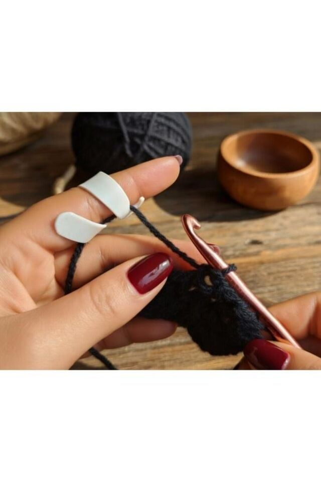 Bijuteri Yüzük Organizer Düzenleyici Örgü ve Tığ Terapi Yüzüğü -Ergonomik Ayarlanabilir İp Gerginlik Pratik Kullanım Yer Tasarrufu Sağlayan
