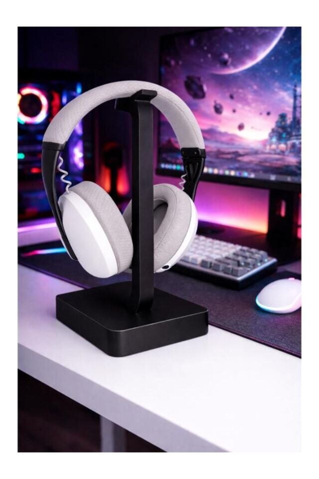 Kulaklık Standı Gaming Masaüstü Tutucu SİYAH Gamer - Dekoratif 20cm Pratik Kullanım Yer Tasarrufu Sağlayan