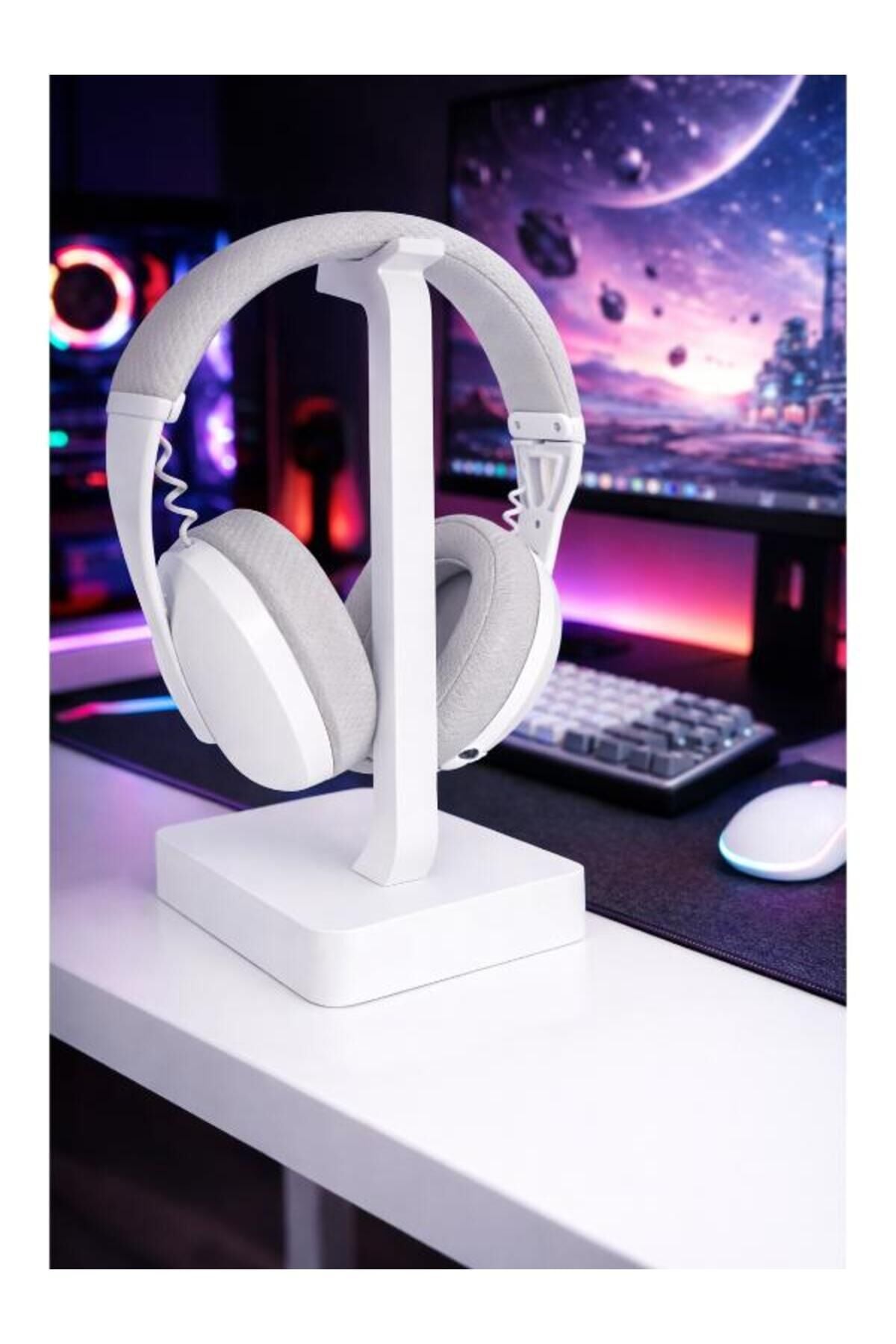 Kulaklık Standı Gaming Masaüstü Tutucu Beyaz Gamer Standı-Dekoratif standı-Gamer Şık Stand 20CM Pratik Kullanım Yer Tasarrufu Sağlayan