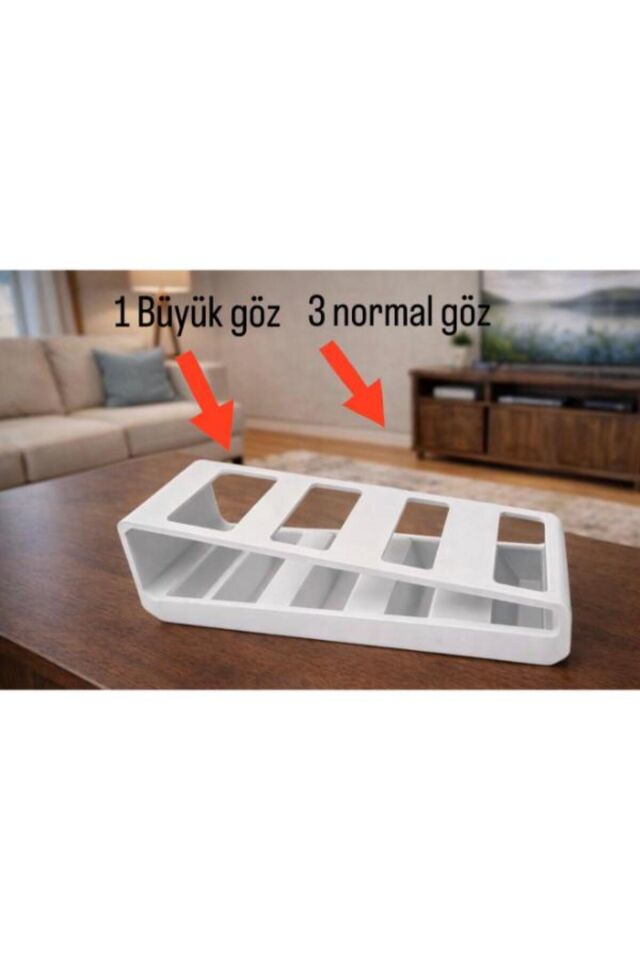 Uzaktan Kumanda Organizer Düzenleyici Televizyon düzenleyici- Beyaz 4 bölmeli Pratik Kullanım Yer Tasarrufu Sağlayan