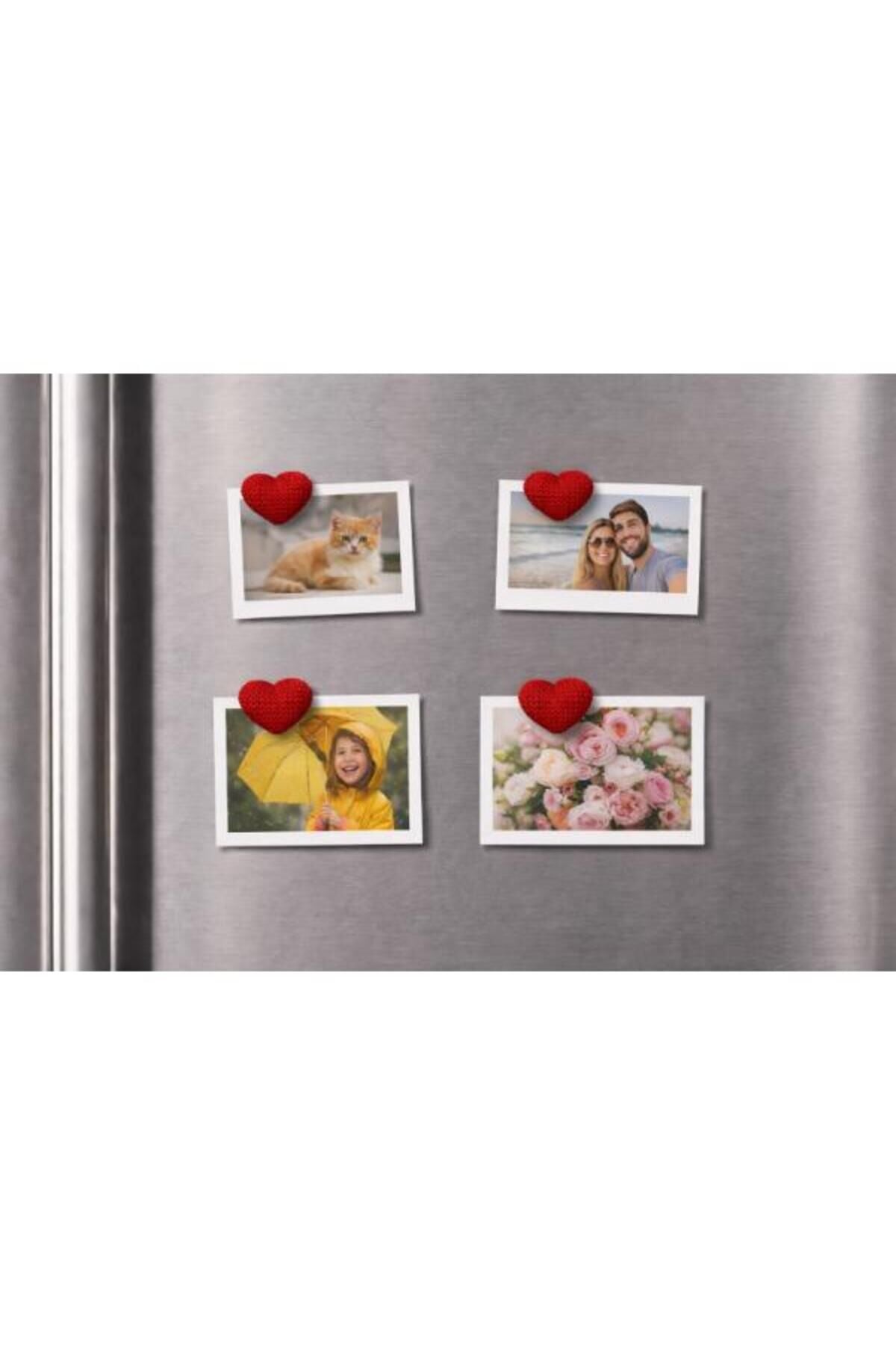Magnet Organizer Düzenleyici 4lü Kalpli Buzdolabı Magneti El Yapımı Fotoğraf Ve Not Tutucu Pratik Kullanım Yer Tasarrufu Sağlayan