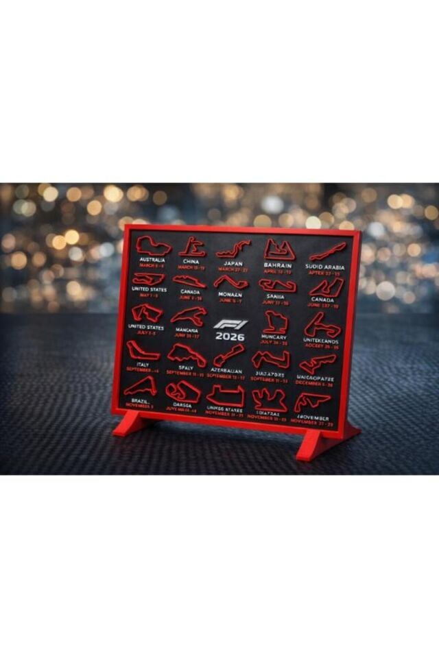 Stand Masaüstü Tutucu Organizer F1 pistleri tarihli standlı çerçeve Formula 1 yarış pisti dekoratif tablo Pratik Kullanım Yer Tasarrufu Sağlayan