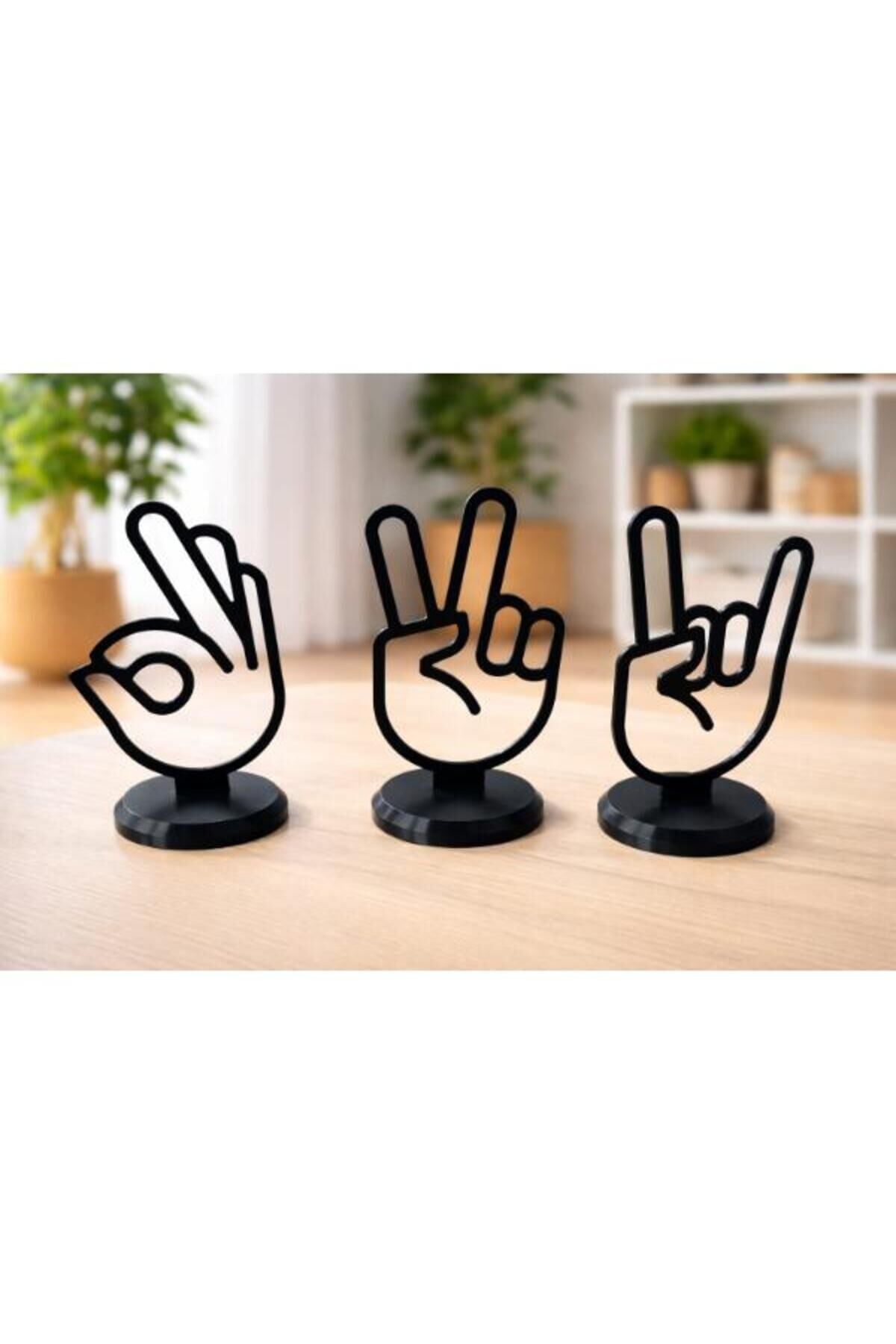 Dekoratif Obje ve Biblo Organizer Düzenleyici El İşareti Seti 3’lü | Modern Masa & Ofis Dekoru Minimal Tasarım 19CM Pratik Kullanım Yer Tasarrufu Sağlayan