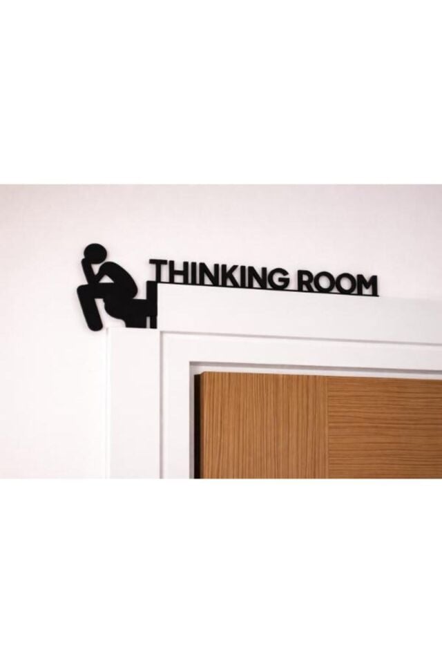 Duvar Dekorasyon Ürünü Organizer Düzenleyici Thinking Room Kapı Üstü Yazısı – Düşünen Adam Figürlü Mizahi Dekoru Pratik Kullanım Yer Tasarrufu Sağlayan