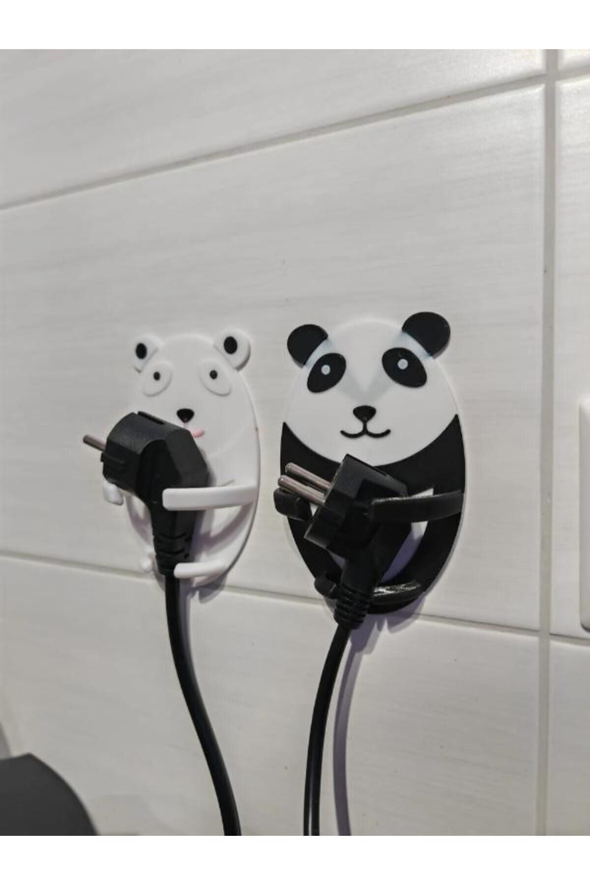 Kablo Düzenleyici Masa Altı Organizer Sevimli Ayı - Panda Priz Fiş Tutucu – Duvar Askısı (2’li Set) Pratik Kullanım Yer Tasarrufu Sağlayan
