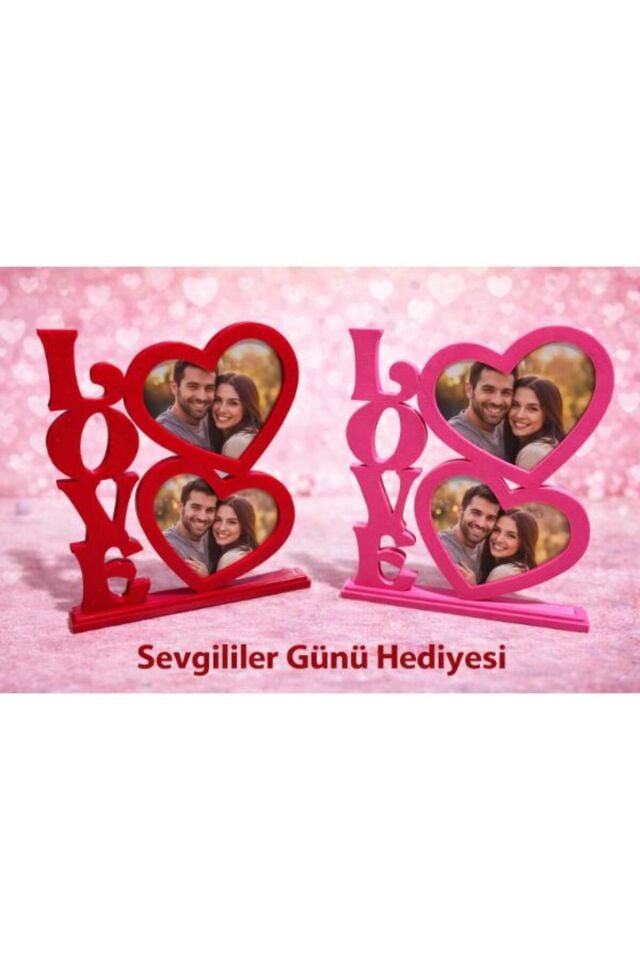 Çerçeve Organizer Düzenleyici LOVE İkili Kalpli Masaüstü Fotoğraf Çerçevesi – Sevgililer Günü Romantik Dekor Hediyelik Pratik Kullanım Yer Tasarrufu Sağlayan