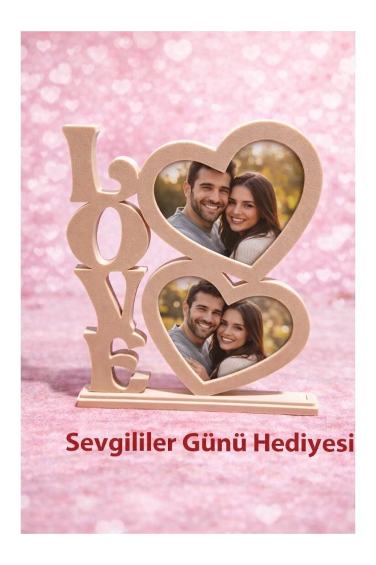 Çerçeve Organizer Düzenleyici LOVE İkili Kalpli Masaüstü Fotoğraf Çerçevesi – Sevgililer Günü Romantik Dekor Hediyelik Pratik Kullanım Yer Tasarrufu Sağlayan