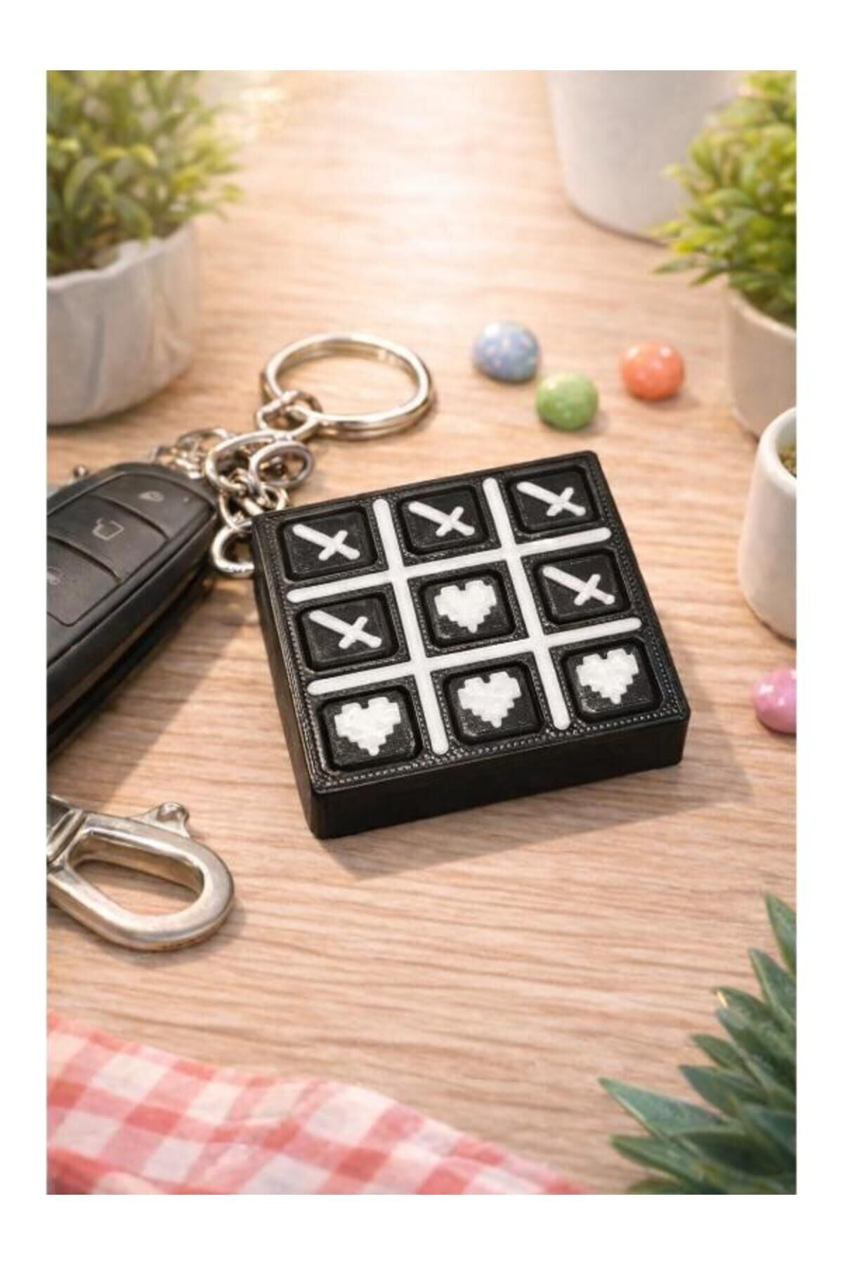 Anahtarlık Organizer Düzenleyici Tic Tac Toe | Mini Zeka Oyunu Taşınabilir Eğlenceli Oyun Pratik Kullanım Yer Tasarrufu Sağlayan