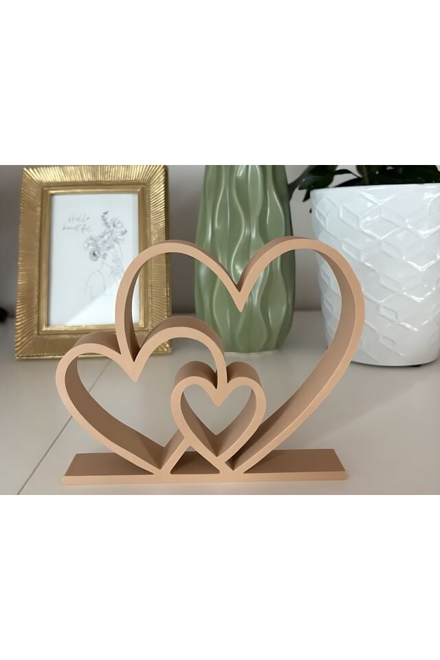 Dekoratif Obje ve Biblo Organizer Düzenleyici Kalp Figürü 3D Yazıcı Üretimi Modern Ev Ofis Aksesuarı Pratik Kullanım Yer Tasarrufu Sağlayan