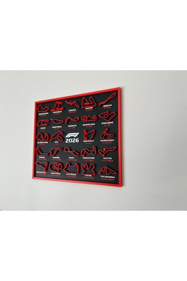 Stand Masaüstü Tutucu Organizer Formula 1 2026 Takvimi – 3D Pist Tablosu (22x25 cm) | Standlı & Duvara Asılabilir Çerçeve Pratik Kullanım Yer Tasarrufu Sağlayan
