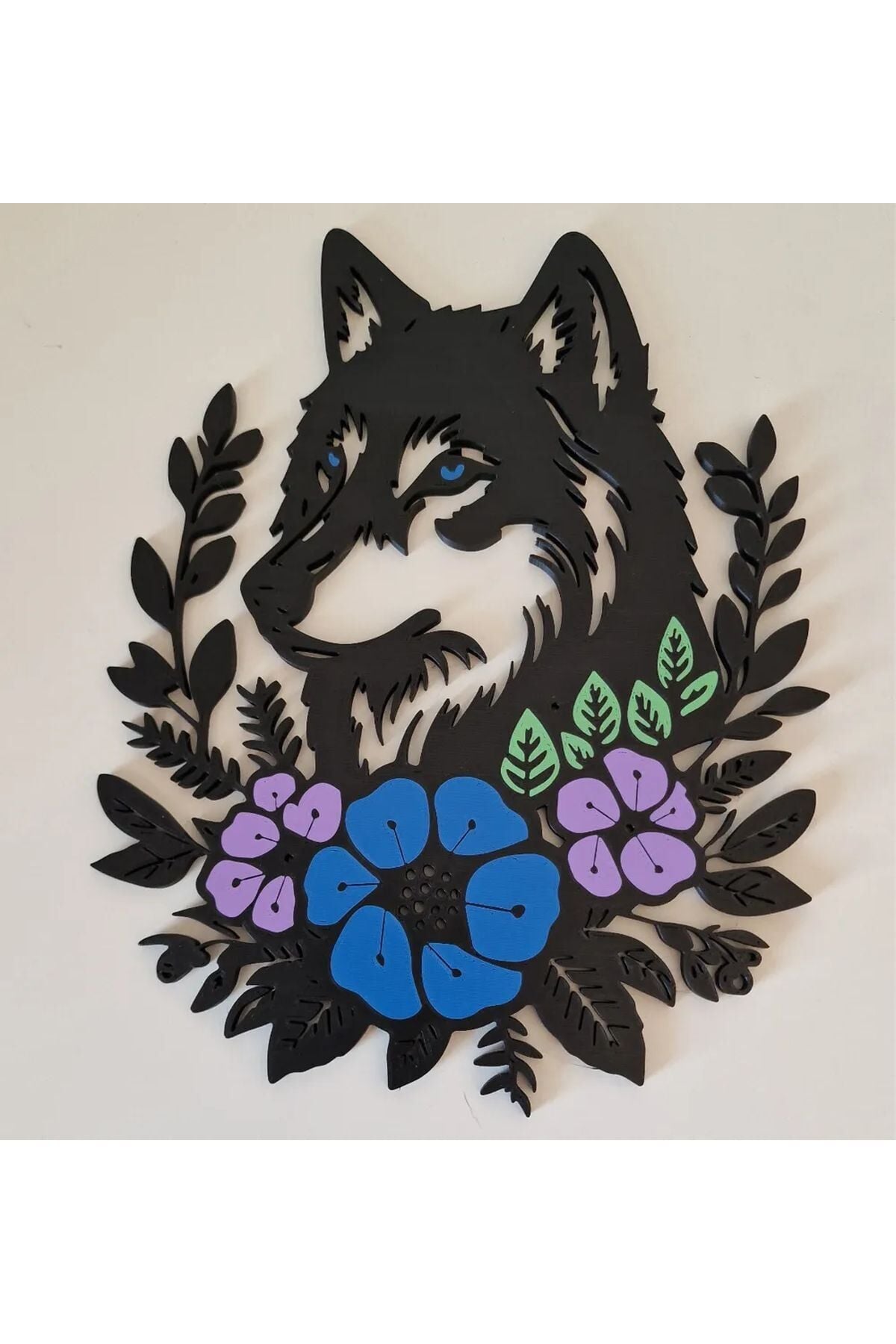 Dekoratif Obje ve Biblo Organizer Düzenleyici Kurt Duvar Sanatı Figür Kaliteli Baskı 24Cm Pratik Kullanım Yer Tasarrufu Sağlayan