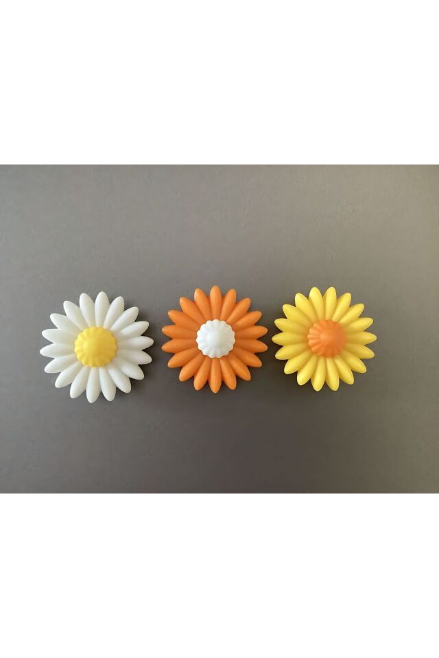 Magnet Organizer Düzenleyici Dekoratif Buzdolabı Papatya Figürü Yüksek Kaliteli Baskı 3 Adet Pratik Kullanım Yer Tasarrufu Sağlayan