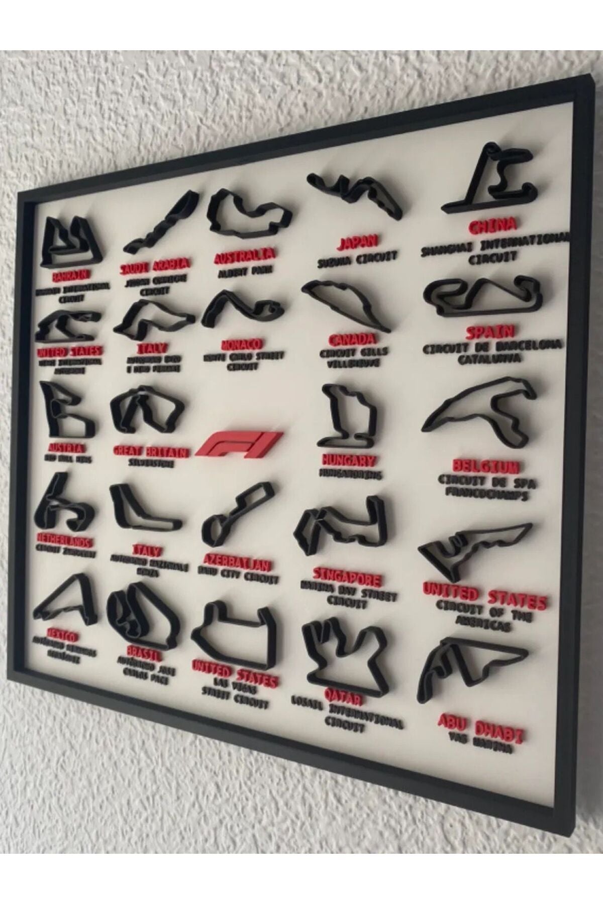 Tablo Organizer Düzenleyici F1 Pistleri 3D Çerçeve - Formula 1 Yarış Pisti Dekoratif Pratik Kullanım Yer Tasarrufu Sağlayan