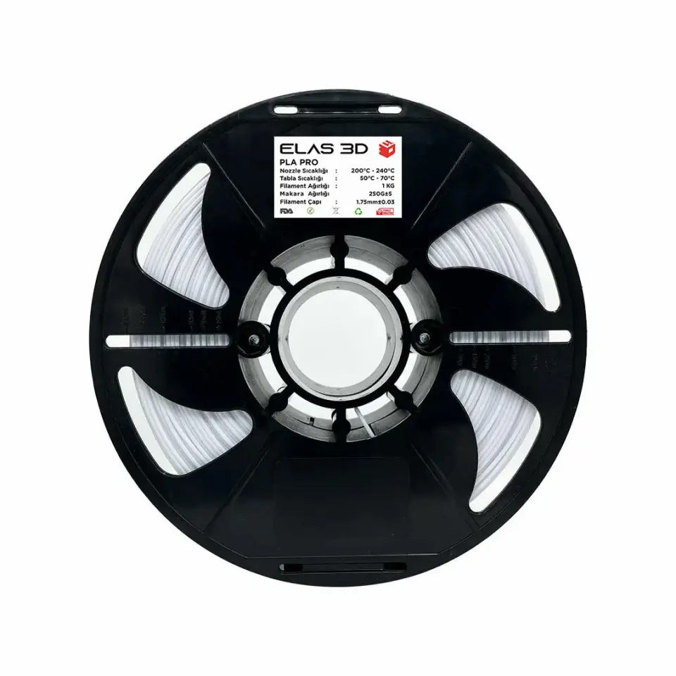 Elas Beyaz PLA PRO Filament 1.75mm 1 KG | 3D Yazıcı Filamenti