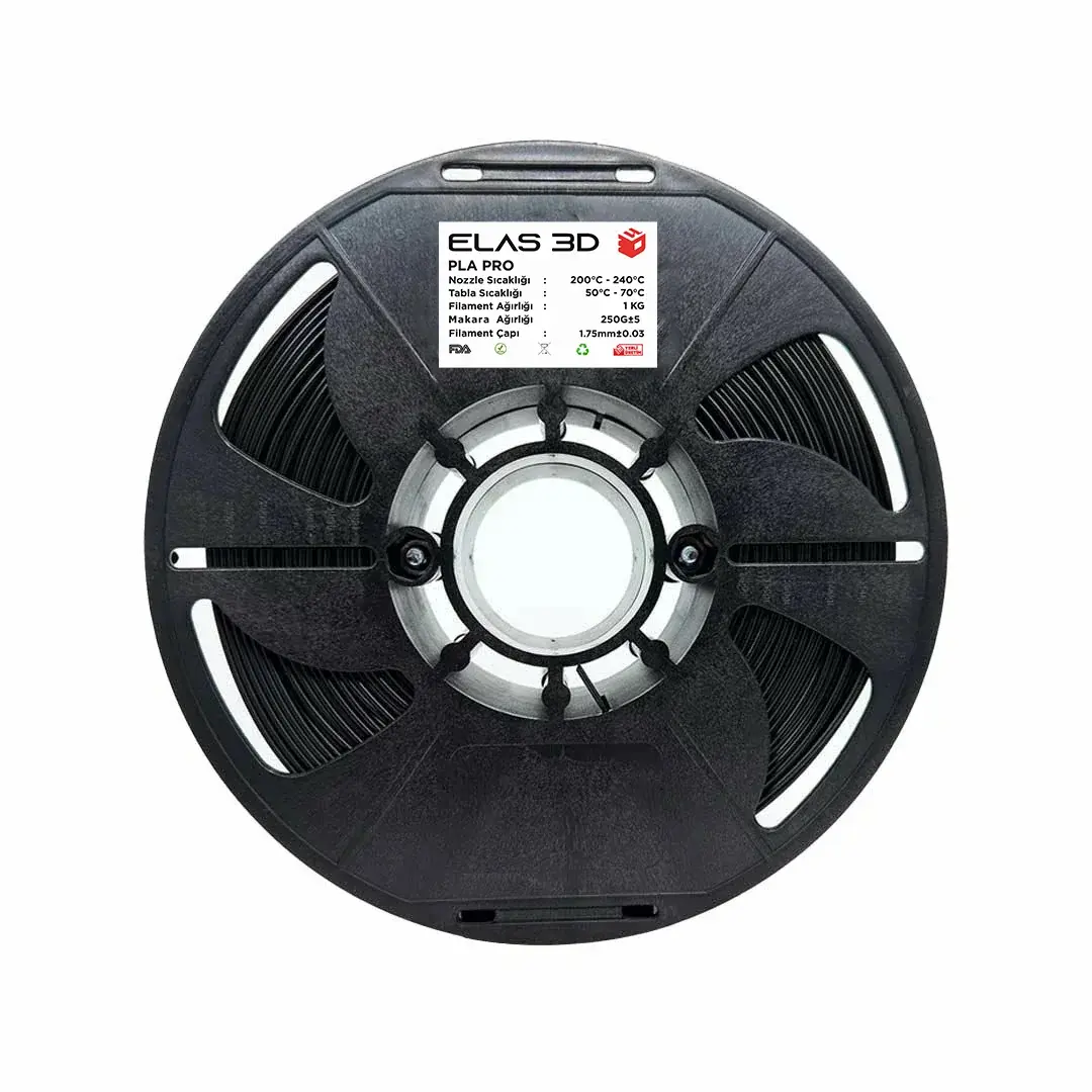 Elas Siyah PLA PRO Filament 1.75mm 1 KG | 3D Yazıcı Filamenti