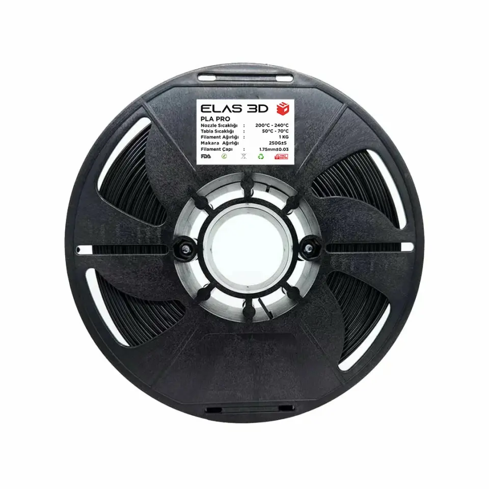 Elas Siyah PLA PRO Filament 1.75mm 1 KG | 3D Yazıcı Filamenti